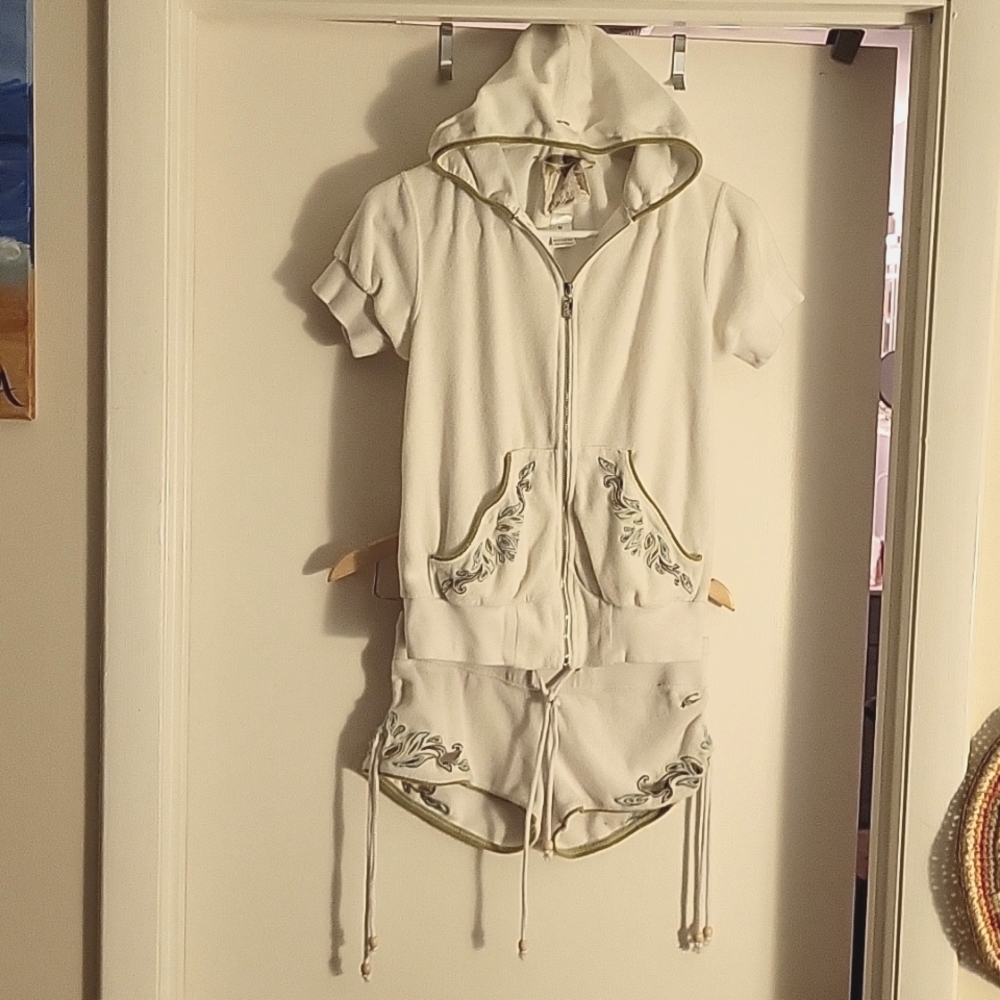 2 piece short sleeve hoodie and short set